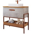 Gabinete Para Banheiro Com Cuba Hana Espresso Móveis Cimento