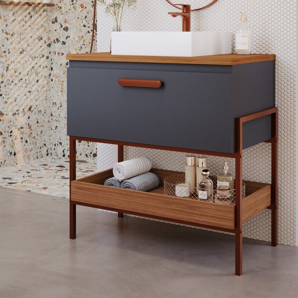 Gabinete Para Banheiro Com Cuba Hana Espresso Móveis Titânio