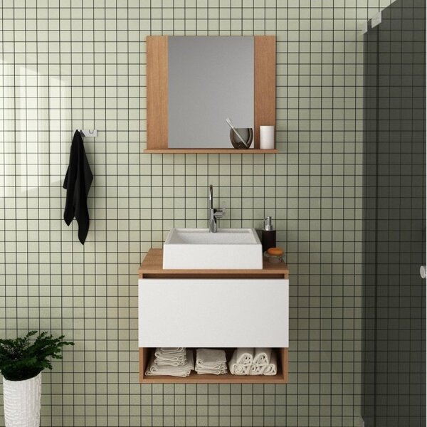 Gabinete Para Banheiro Com Espelheira 1 Prateleira Bn3610