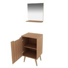 Gabinete Para Banheiro Com Espelheira 45cm Marrom