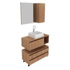 Gabinete Para Banheiro Com Espelheira E Cuba Bn3616  Amêndoa