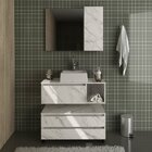 Gabinete Para Banheiro Com Espelheira E Cuba Bn3617  Mármore