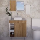 Gabinete Para Banheiro Com Espelheira E Cuba Itália Marrom/br