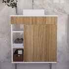 Gabinete Para Banheiro Com Espelheira E Cuba Itália Marrom/br