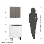 Gabinete Para Banheiro Com Espelheira Litto  Branco/amadeirado