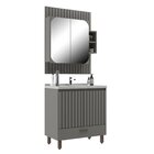 Gabinete Para Banheiro Com Espelheira Ripado Cimento