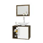 Gabinete para Banheiro com Espelho Baden 46x60x45cm Madeira Rústica/Branco Moveis Bechara