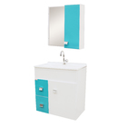 Gabinete para Banheiro com Espelho Ecco Suspenso 60 58x56x34cm Branco e Verde Turquesa Fabribam