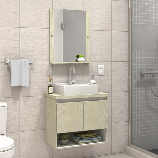 Gabinete Para Banheiro Com Espelho Karina 52x60x40cm Artico Darabas Agardi Leroy Merlin
