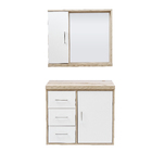 Gabinete para Banheiro com Espelho Sevilha 53x60x40 Barrique e Branco Astral Design