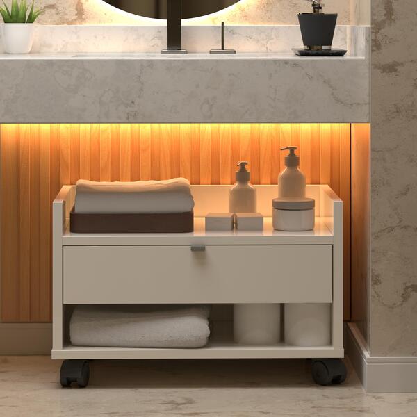 Gabinete Para Banheiro Com Gaveta Prisma - Jm3 Off White