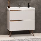 Gabinete Para Banheiro Com Pés 02 Gavetas 02 Portas E Lavatór