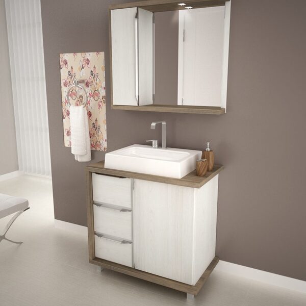 Gabinete Para Banheiro Com Pes Balcony Baren 80cm Artico Merl