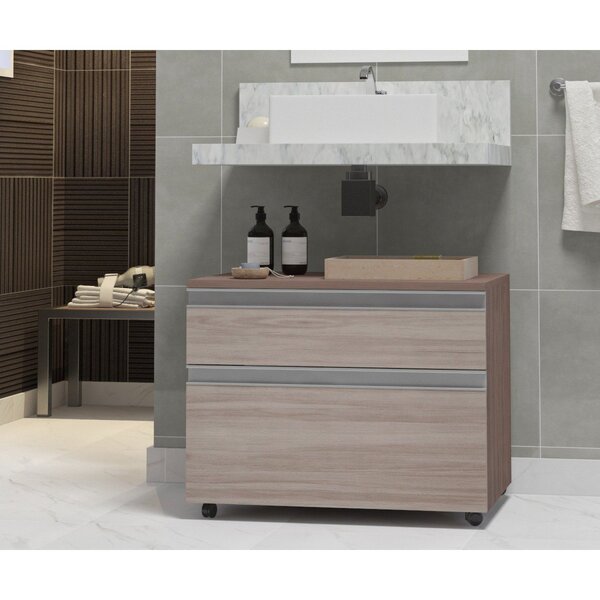 Gabinete Para Banheiro Com Rodízio 80cm 2 Gavetas Safira Infe