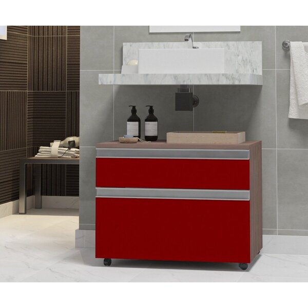 Gabinete Para Banheiro Com Rodízio 80cm 2 Gavetas Safira Infe