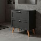 Gabinete Para Banheiro Com Tampo 80cm Retro Mdf Grafite Milan