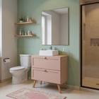 Gabinete Para Banheiro Com Tampo Cuba E Espelho 80cm Retro Md