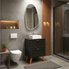 Gabinete Para Banheiro Com Tampo Cuba E Espelho Orgânico 60cm