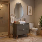 Gabinete Para Banheiro Com Tampo Cuba E Espelho Orgânico 80cm