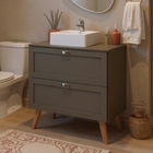 Gabinete Para Banheiro Com Tampo Cuba E Espelho Orgânico 80cm