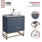 Gabinete Para Banheiro Com Tampo De Granito 80cm Suez  Azul