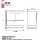 Gabinete Para Banheiro Com Tampo De Granito 80cm Suez  Azul