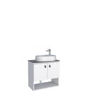 Gabinete Para Banheiro Com Tampo De Vidro Baru Branco