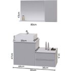 Gabinete Para Banheiro Cross 80cm Com Cuba E Espelheira Branc