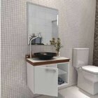 Gabinete Para Banheiro Cuba Com Espelho Dallas I7 Branco/nogal