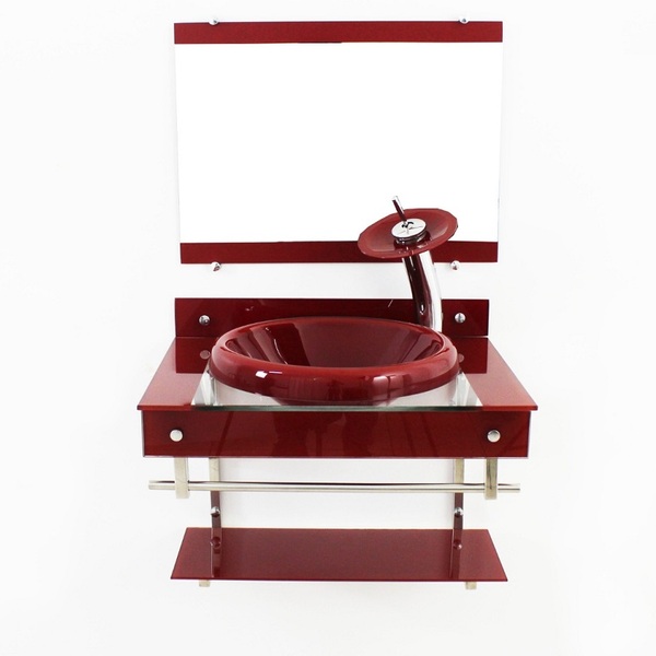 Gabinete Para Banheiro De Vidro Iqxx 60cm Inox Com Cuba Chape