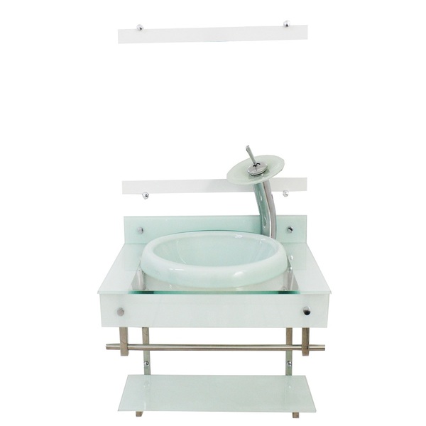 Gabinete Para Banheiro De Vidro Iqxx 60cm Inox Com Cuba Chape