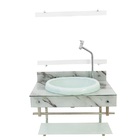 Gabinete Para Banheiro De Vidro Iqxx 60cm Inox Com Cuba Chape