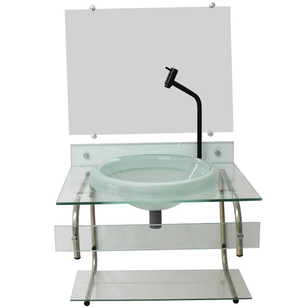 Gabinete Para Banheiro De Vidro Itxx 60cm Inox Incolor + Torn