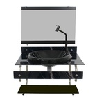 Gabinete Para Banheiro De Vidro Itxx 60cm Inox Mármore Preto