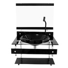 Gabinete Para Banheiro De Vidro Itxx 60cm Inox Preto + Tornei