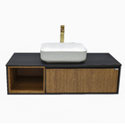 Gabinete para Banheiro Dubbo 45x120x45cm Marrom|Preto Venturi
