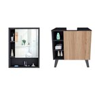 Gabinete Para Banheiro E Armário  Com Espelho Appunto Preto/c