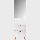 Gabinete Para Banheiro E Espelho Com Led 60cm Retro Mdf Branc