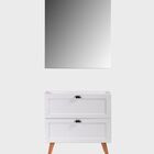 Gabinete Para Banheiro E Espelho Com Led 80cm Retro Mdf Branc