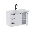 Gabinete Para Banheiro Em Aço 3 Gavetas 81cm Damasco  Branco