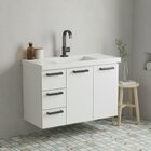 Gabinete Para Banheiro Em Aço 3 Gavetas 81cm Damasco  Branco