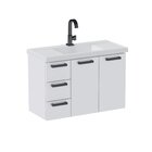 Gabinete Para Banheiro Em Aço 3 Gavetas 81cm Damasco  Branco