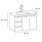 Gabinete Para Banheiro Em Aço 3 Gavetas 81cm Damasco  Preto