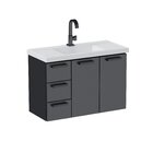 Gabinete Para Banheiro Em Aço 3 Gavetas 81cm Damasco  Preto