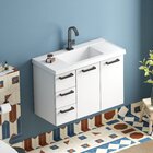 Gabinete Para Banheiro Em Aço 3 Gavetas Ameixa Branco