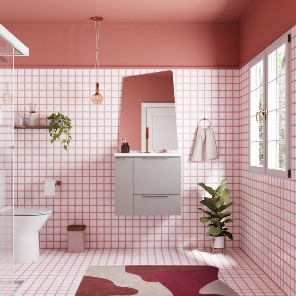 Gabinete Para Banheiro Em Aço Com Porta Basculante Caqui Cinza