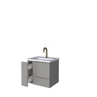 Gabinete Para Banheiro Em Aço Com Porta Basculante Caqui Cinza