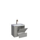 Gabinete Para Banheiro Em Aço Com Porta Basculante Caqui Cinza