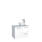 Gabinete Para Banheiro Em Aço Com Tampo De Vidro Branco