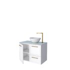 Gabinete Para Banheiro Em Aço Com Tampo De Vidro Branco